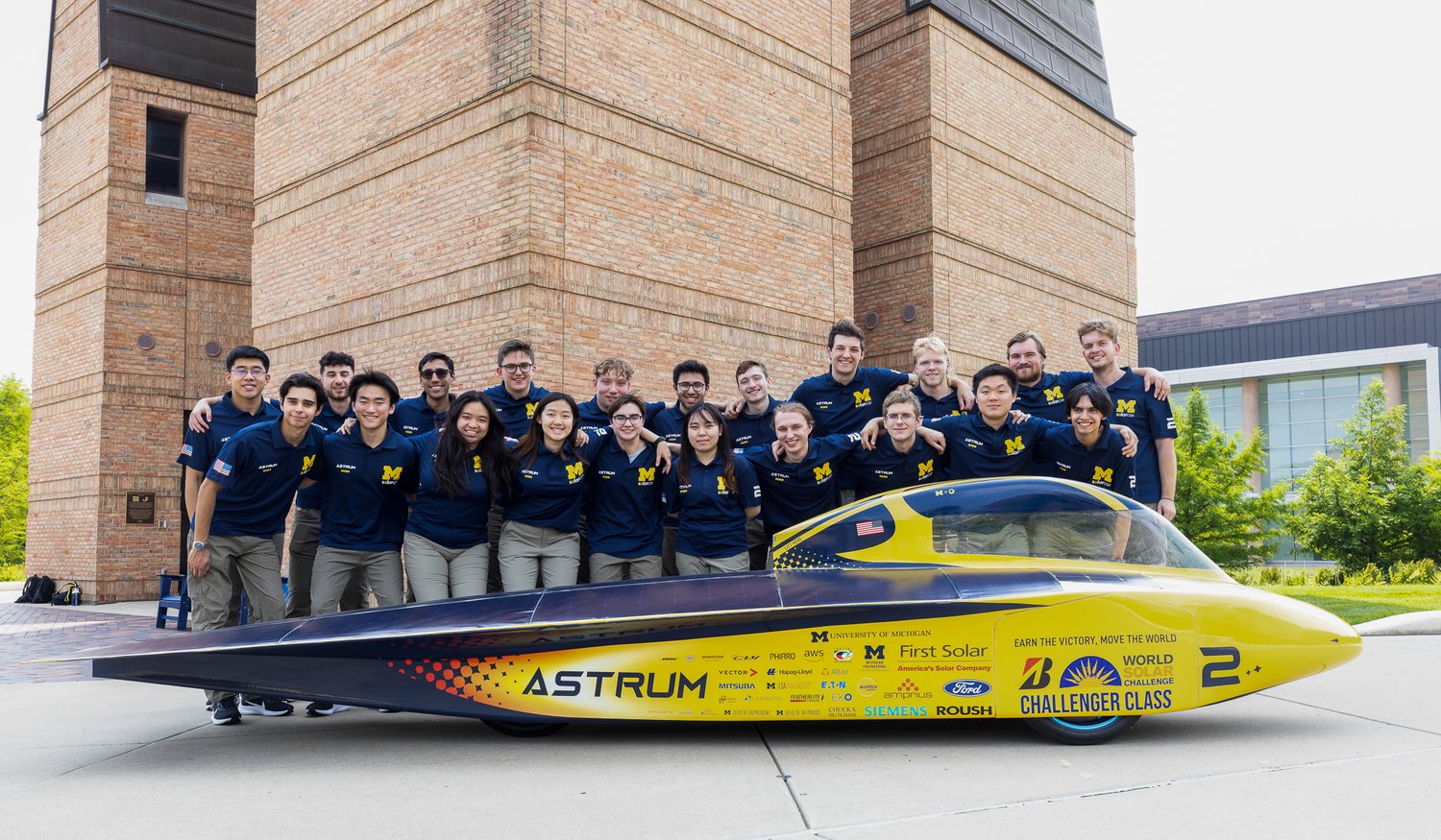 UM Solar Car team with solar car
