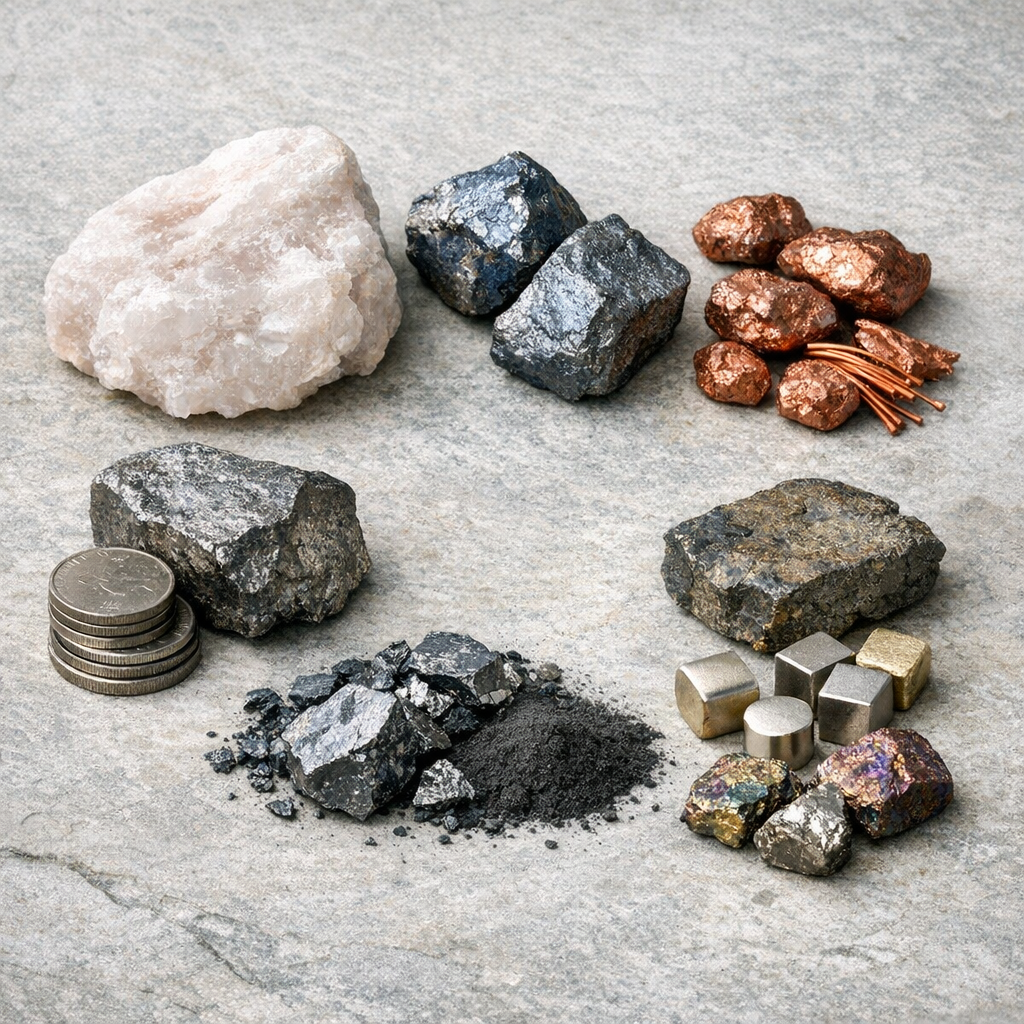 various stacks of minerals